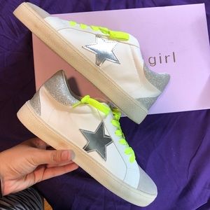 Steve Madden Neon Glitter Star Tennis Shoes